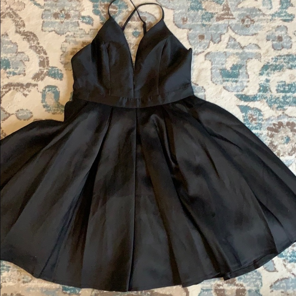 Black skater/cocktail v neck dress